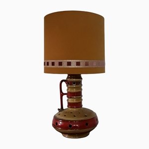 Lampe de Bureau en Céramique Jaune Rouge, 1970s