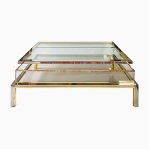 Mid-Century Brass, Chrome, and Glass Showcase Coffee Table by Romeo Rega, 1960s