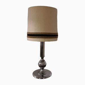Lámpara de mesa de metal cromado y tela de Gura, años 70