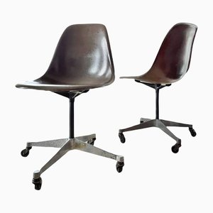Shell Office Side Chairs on Contract Base with Castors by Charles Ray Eames for Hermann Miller, 1960s
