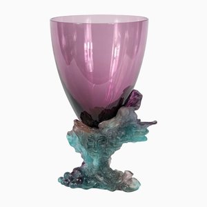 French Green Amethyst Bacchus Vase from Daum