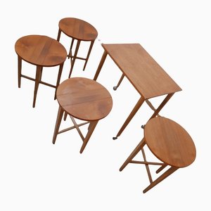 Mid-Century English Nesting Coffee or Side Tables, Set of 5
