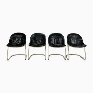 Schwarz-weiße Pascale Stühle von Gastone Rinaldi für Thema, 1970er, 4er Set