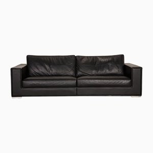 Black Leather Forrest Three-Seater Couch from Rivolta