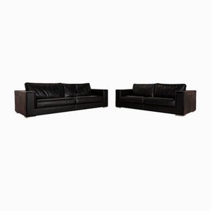 Black Leather Forrest Sofa Set from Rivolta, Set of 2