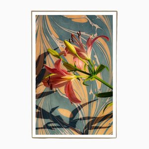 Pink Lilies on Marble Swirls, 2021, Giclée Photographic Print