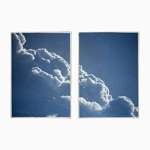 Kind of Cyan, Diptych of Floating Clouds, 2021, Cyanotype Print