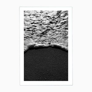 After Sugimoto, Vertical Black and White Seascape of Foamy Shore, 2021, Black & White Photograph