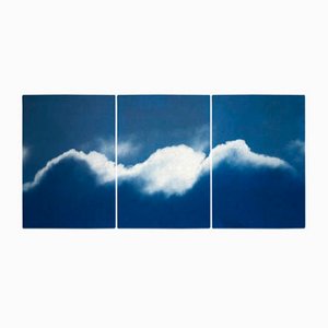 Kind of Cyan, Triptych of Waves of Clouds, 2021, Cyanotype Print