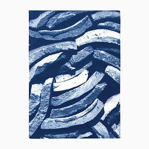 Art of Cyan, Country House Art of Stacked Curved Tiles, 2021, Cyanotype