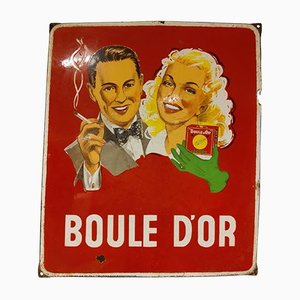 Insegna pubblicitaria Boule Dor vintage smaltata, 1953