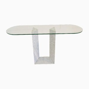 Vintage Italian White Diapason Marble Console Table by Cattelan, 1980s