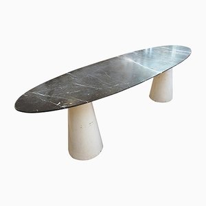 Large Mid-Century Italian Oval Marble Console Table, 1970s