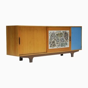 Modernist Sideboard with Perignem Ceramic & Macassar Details by Alfred Hendrickx, 1950s