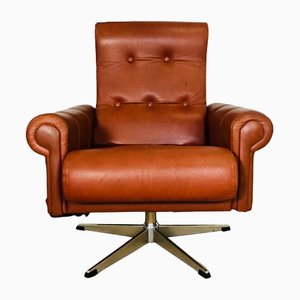 Fauteuil Mid-Century en Cuir Cognac, Danemark, 1970s