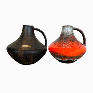 Vases Fat Lava en Poterie par Heinz Siery pour Carstens Tönnieshof, Allemagne, 1970s, Set de 2