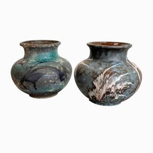 Fat Lava Abstract Pottery Vases by Ruscha, Germany, 1960s, Set of 2