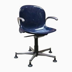 Mid-Century Italian Modern Blue Plastic Swivel Chair, 1970s