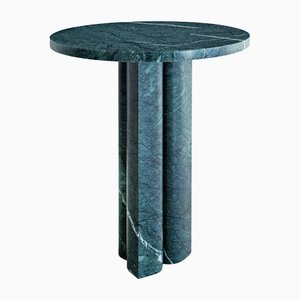 Love Me, Love Me Not Round Side Table in Verde Alpi Marble by Salvatori
