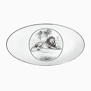 Black Africa Oval Bottom Tray from Stella Fatucchi Art Porcelain