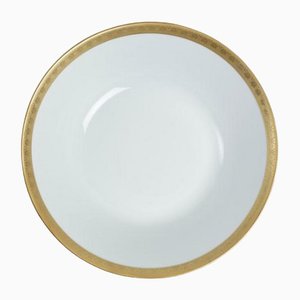 Weiß-goldene 26cm Salatschüssel von Stella Fatucchi Art Porcelain