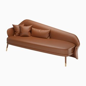 Bhutan Brown Leather Daybed by Javier Gomez