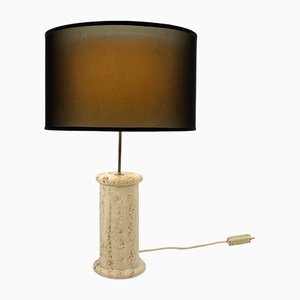 Mid-Century Travertine & Brass Table Lamp, 1960s