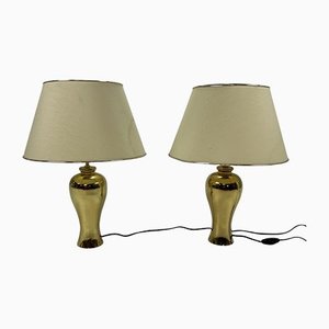 Massive Hollywood Regency Brass Table Lamps, 1970s, Set of 2