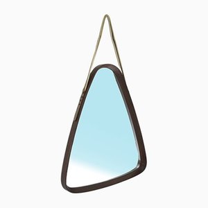 Specchio triangolare con cornice in teak, anni '60