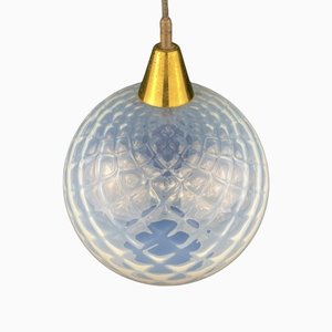 Vintage Blue Murano Sphere Ball Pendant Lamp, Italy, 1960s
