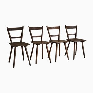 Mid-Century French Primitive Dining Chairs, 1950s, Set of 4