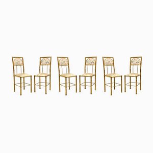 Brass Imitation Bamboo Chairs, 1970s, Set of 6