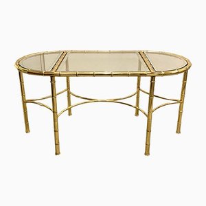 Brass Imitation Bamboo Table, 1970s