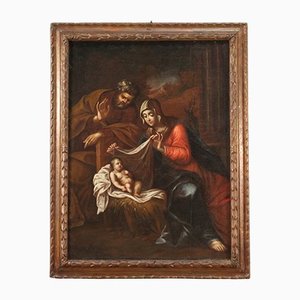 Emilianischer Künstler, Heilige Familie, 18. Jh., Öl auf Leinwand, Gerahmt