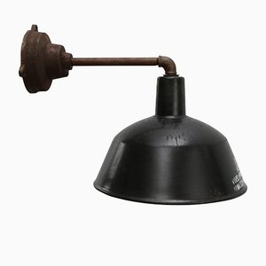 Vintage Industrial Black Enamel Cast Iron Factory Sconce Wall Lamps
