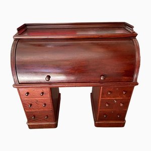 Victorian English Flamed Mahogany Cylinder Desk