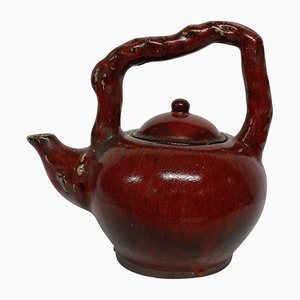 Large Mid-Century Japanese Ornamental Sang De Boeuf Teapot