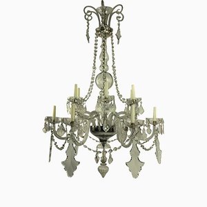 Large Antique French Cut Glass Chandelier