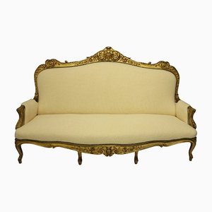 Großes englisches Sofa aus vergoldetem Holz, 19. Jh