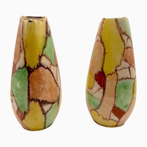 Vasen aus Porzellan mit Hellen Farben, 2er Set