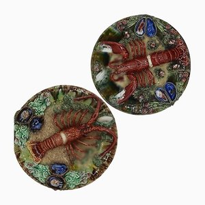 Earthenware Lobster Plates, Portugal, 1930s, Set of 2