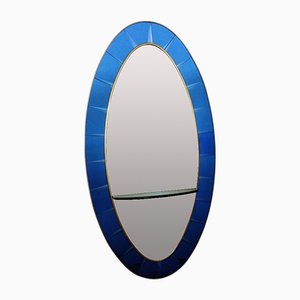 Vintage Blue Mirror from Cristal Art, 1950