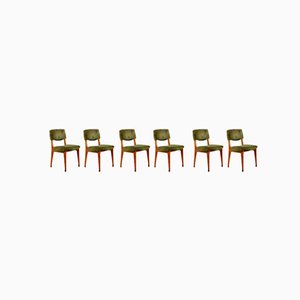 Italian Green Fabric Wooden Dining Chairs by Ico & Luisa Parisi for MIM, 1950, Set of 6