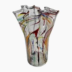 Französische mehrfarbige Cristal Vase, 1970er