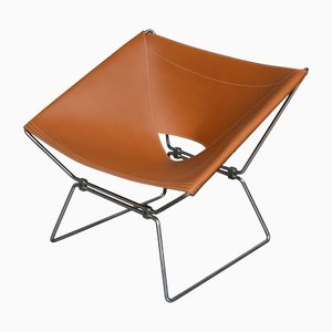 Ap-14 Anneau Butterfly Chair with New Saddle Leather by Pierre Paulin, 1950s