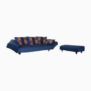 Blue Fabric 300 Two-Seater Sofa & Stool from Rolf Benz, Set of 2