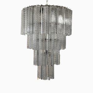 Murano 4-Tier Chandelier with Tubular Prisms, 1970s