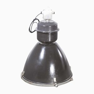 Large Industrial Black Enamel Ceiling Pendant Lamp, 1960s