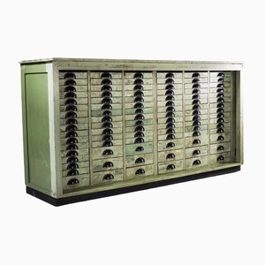 French Industrial Green Multidrawer Cabinet, 1950s