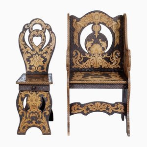 20th Century American Arts & Crafts Poker Work Chairs, Set of 2
